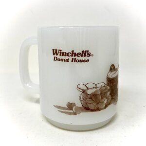 Vintage WINCHELL'S DONUT HOUSE 8oz Coffee Mug Cup GLASBAKE 78 Milk Glass